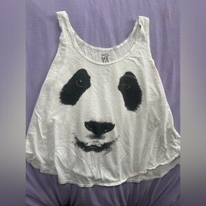 Hometown Heroes White Tank Top with Panda Face Size Large